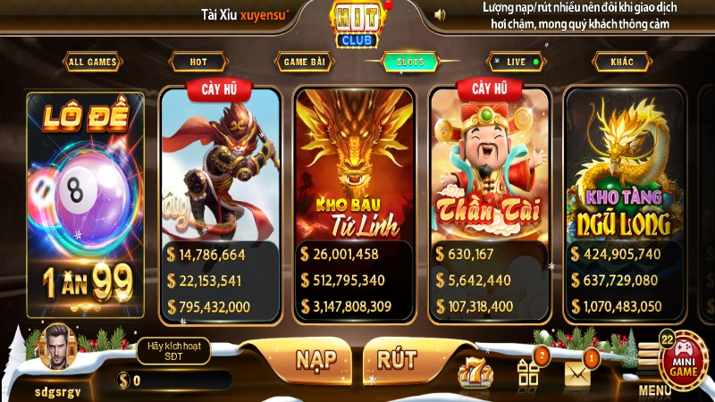 hitclub 7 Kho trò chơi slot game khiến cộng đồng bet thủ mê mẩn
